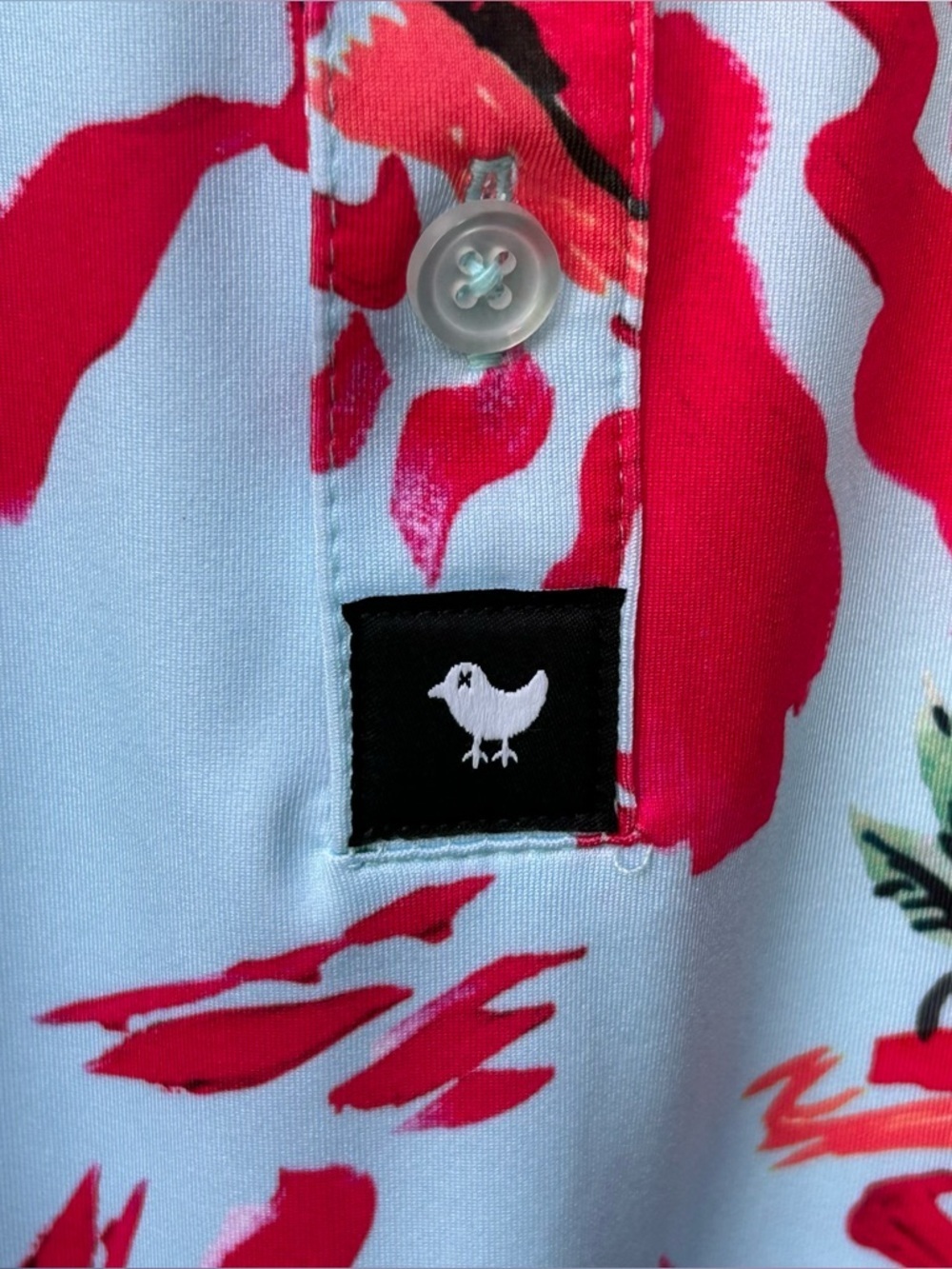 Bad Birdie Golf Polo Shirt Performance Golf Red Rock Volcano Size Small - Picture 5 of 7
